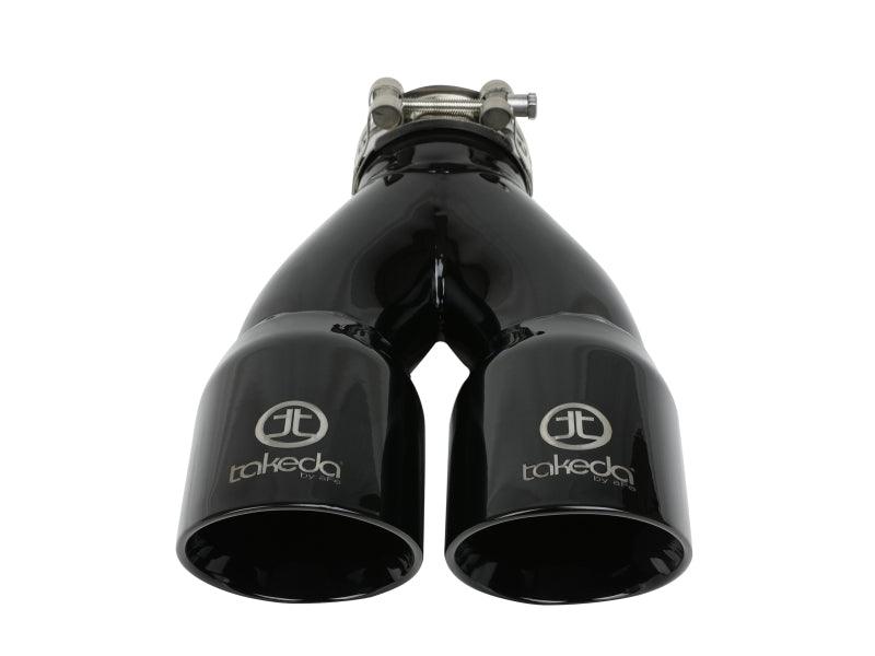 aFe - Takeda 2.5in 304 Stainless Steel Clamp-on Exhaust Tip 2.5in Inlet 3in Dual Outlet - Black on BOLT Motorsports
