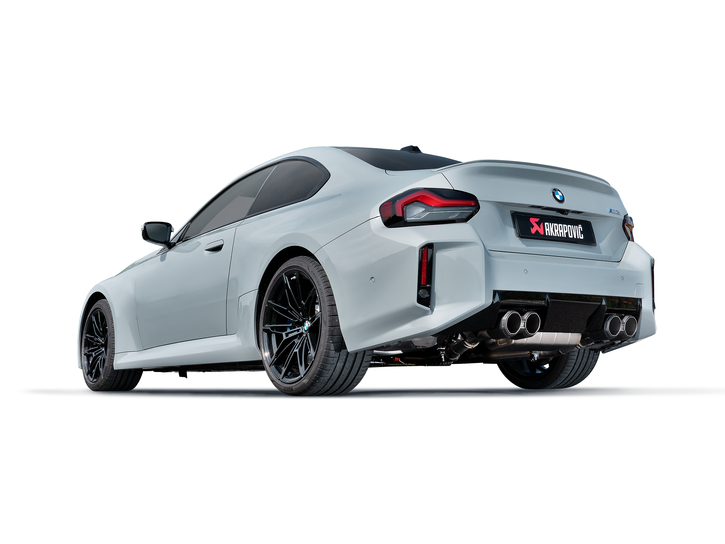 Akrapovic - 2023 BMW M2 (G87) Slip-On Line (Titanium) (Req. Tips) installed side view on BOLTMotorsports