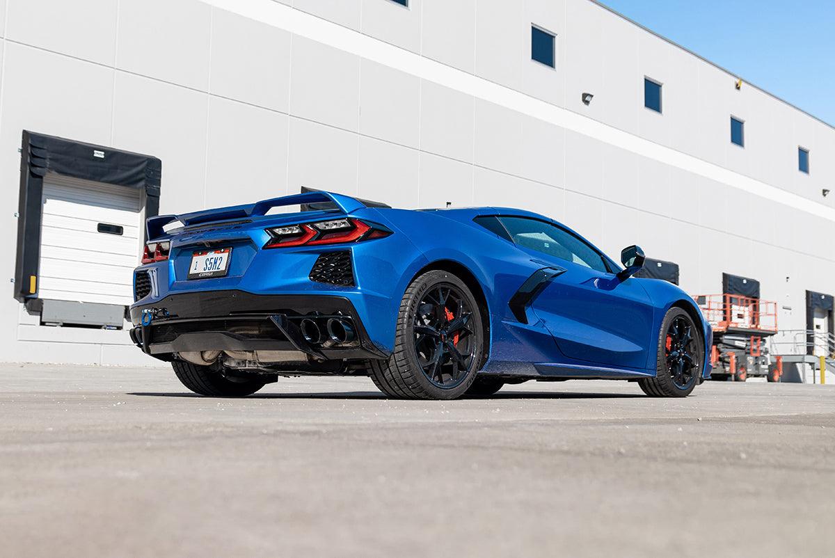 CORSA Performance - 2020 Corvette C8 3in Xtreme Cat-Back Exhaust 4.5in Blk Quad Tips - Integrates stock AFM Valve on BOLTMotorsports