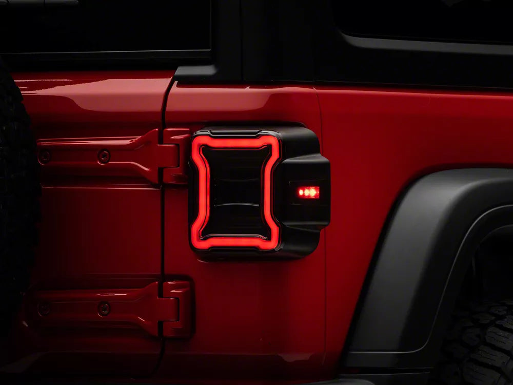 Raxiom 18-22 Jeep Wrangler JL LED Tail Lights- Black Housing (Smoked Lens) light on on BOLT Motorsports