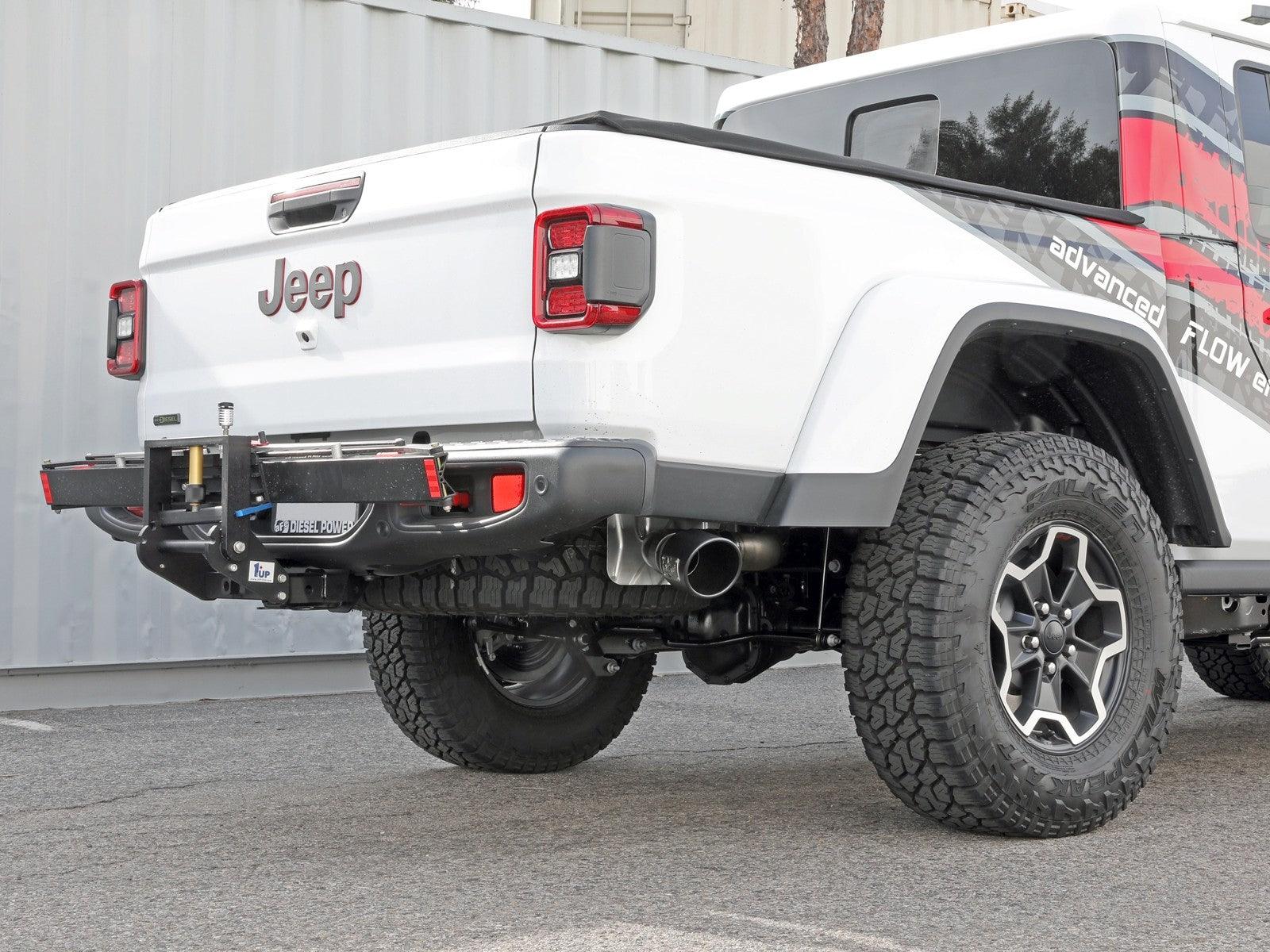 aFe - 2021+ Jeep Gladiator V6-3.0L (td) Vulcan Series 3in 304 SS DPF-Back Exhaust System - Black Tip installed on Bolt Motorsports