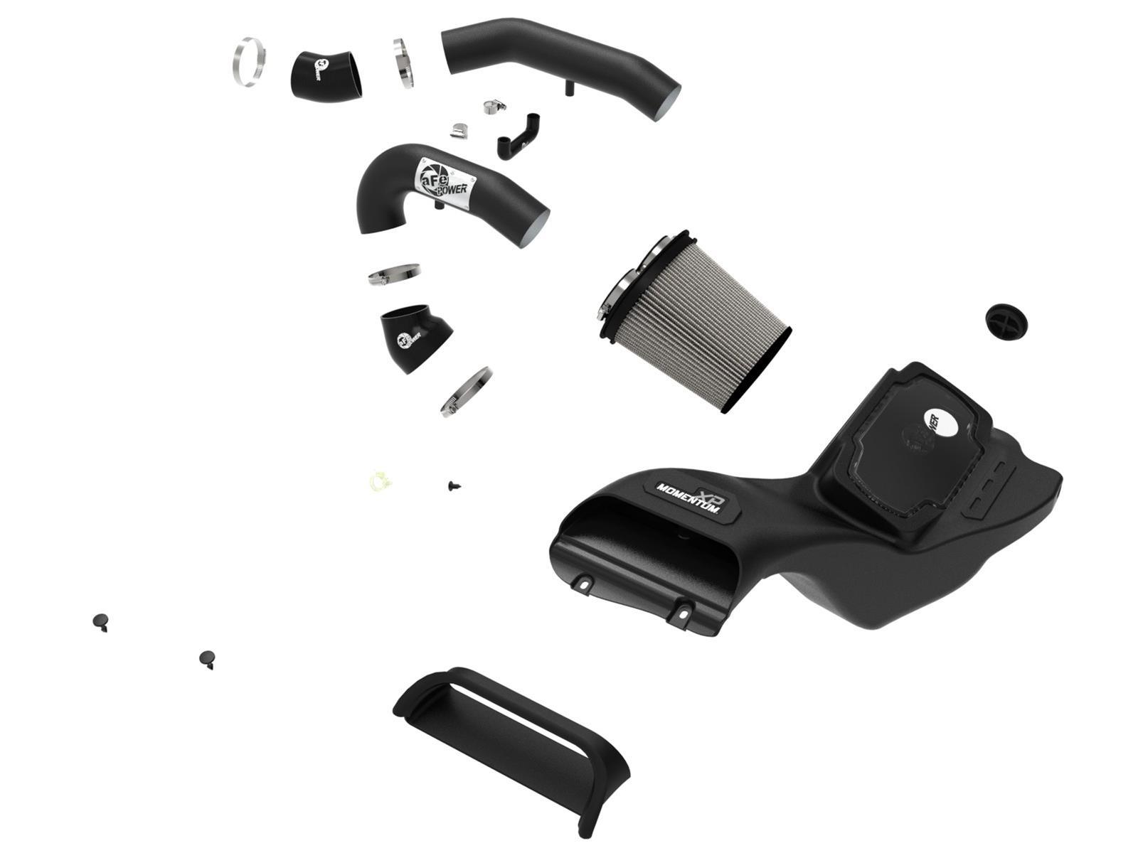 aFe - 21-22 Ford F-150 Raptor V6-3.5L(tt) Momentum XP Cold Air Intake System Blk w/ Pro Dry S Filter components on Bolt Motorsports