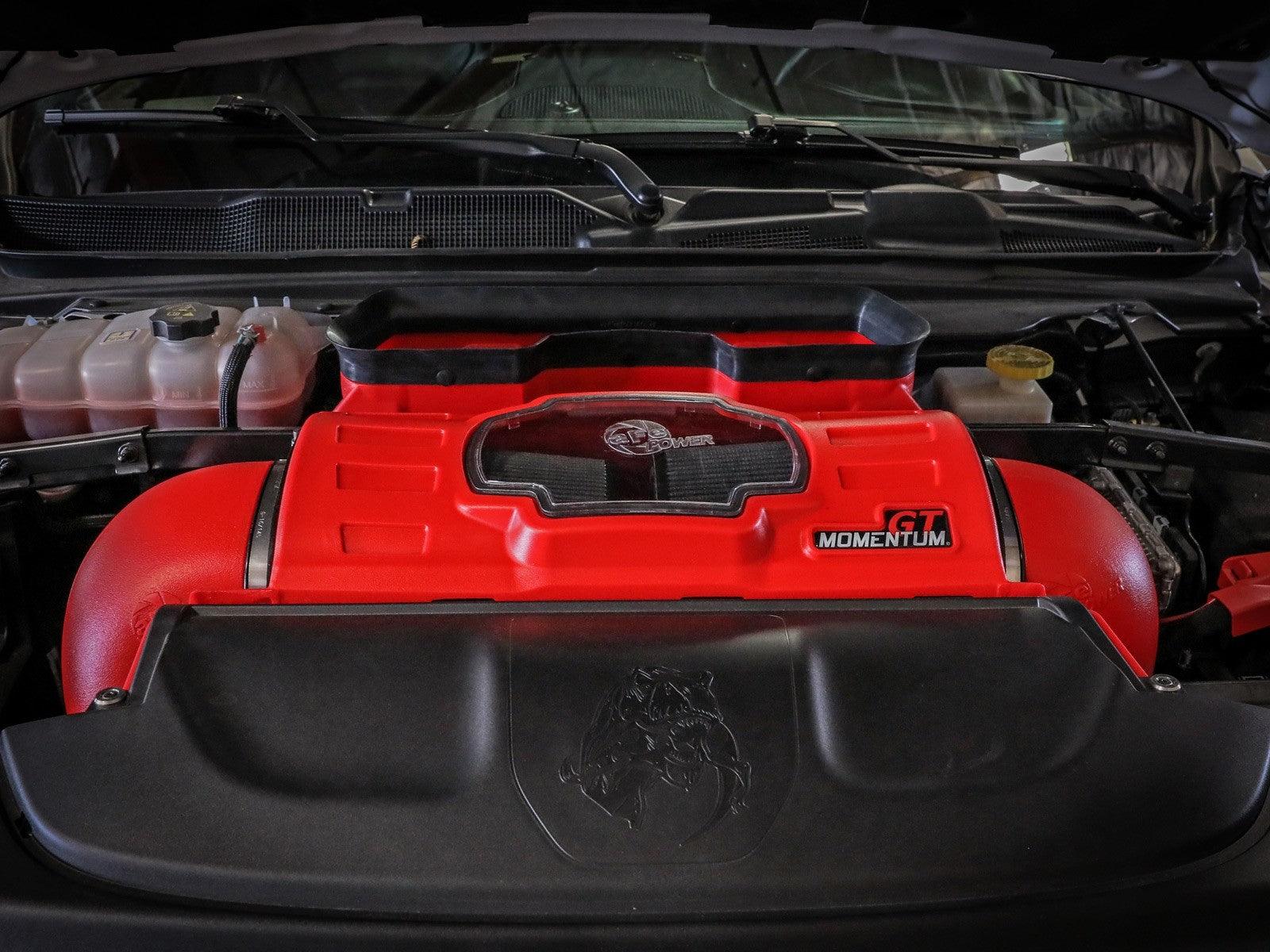 aFe - - 21-23 Dodge RAM 1500 TRX V8-6.2L Momentum GT Intake- Red inside engine bay on Bolt Motorsports