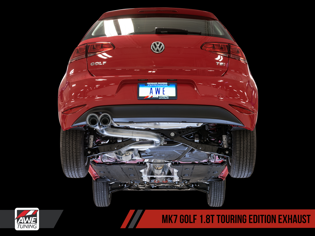 AWE Tuning 15-17 VW MK7 Golf 1.8T Touring Edition Exhaust w/Diamond Black Tips (90mm)