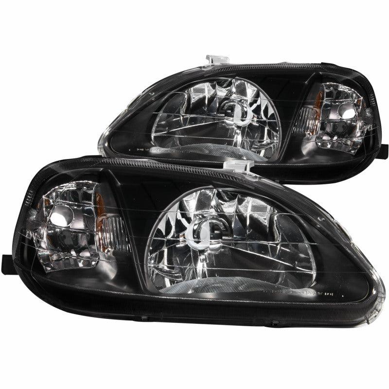 ANZO 1999-2000 Honda Civic Crystal Headlights Black - BOLT Motorsports