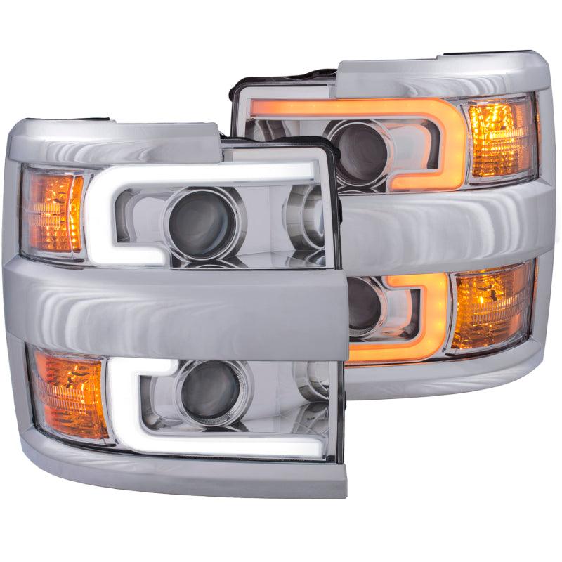 ANZO Projector Headlights 15-17 Chevrolet Silverado 2500HD / 3500HD Chrome w/ Chrome Rim - BOLT Motorsports