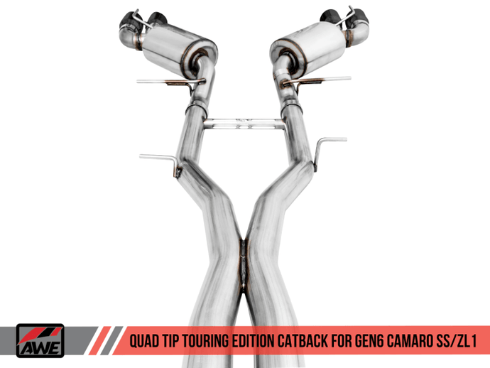 AWE Tuning AWE Tuning 16-19 Chevy Camaro SS Res Cat-Back Exhaust -Touring Edition (Quad Diamond Black Tips) - BoltMotorsports