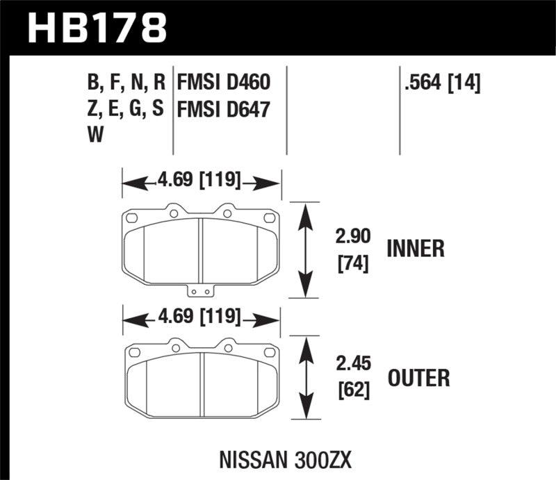 Hawk 2/1989-1996 Nissan 300ZX Base (Excl. Turbo) HPS 5.0 Front Brake Pads - BOLT Motorsports