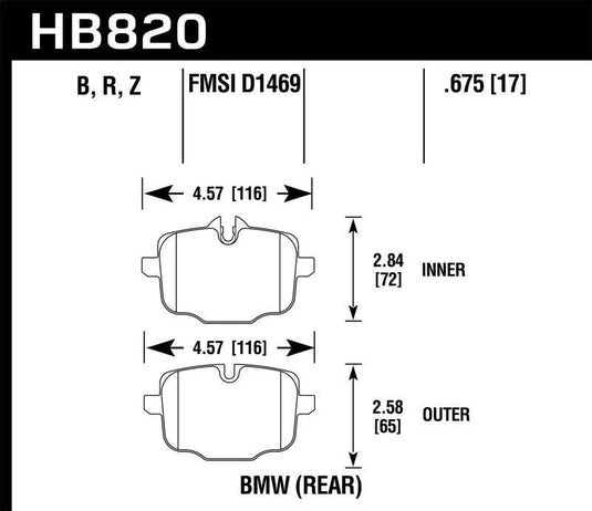 Hawk Performance Hawk 12-17 BMW M6 / 14-17 BMW M6 Gran Coupe / 13-16 BMW M5 HPS 5.0 Rear Brake Pads - BoltMotorsports