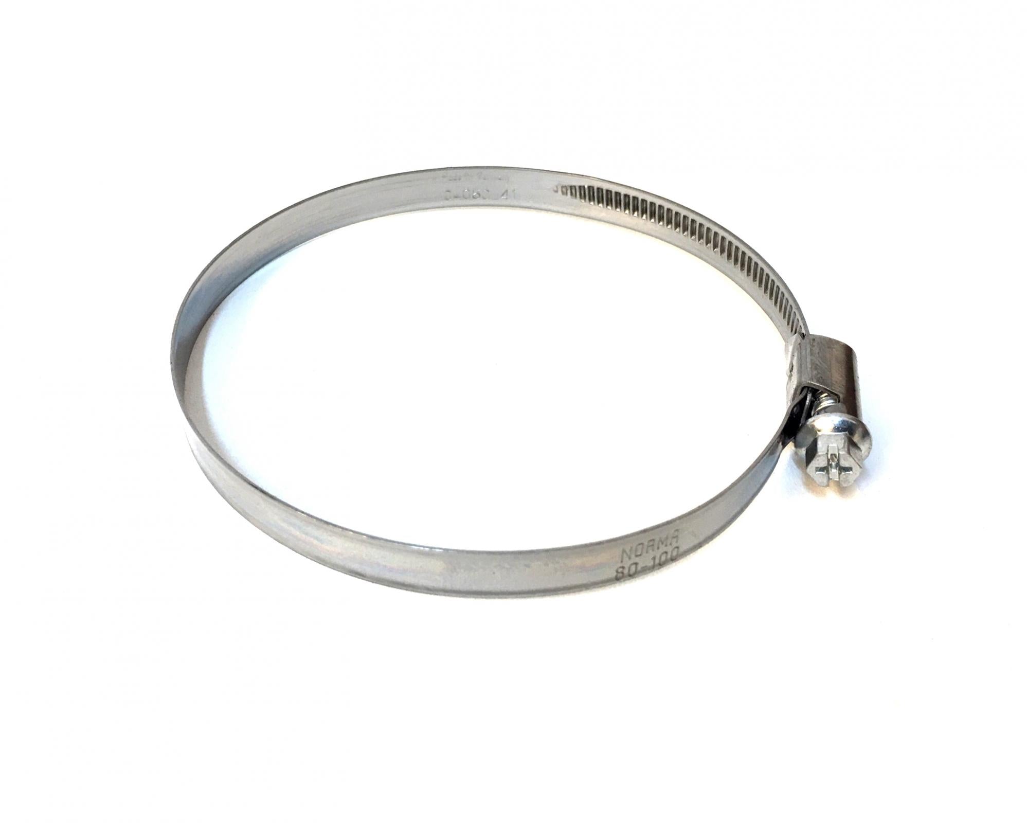 120-140mm Stainless Steel Hose Clamp front view on Bolt Motorsports