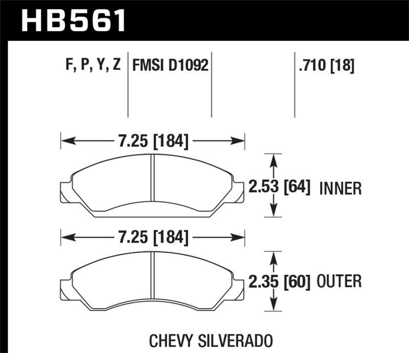 Hawk 07-08 Escalade 6.2 / 07-08 Avalanche Super Duty Front Brake Pads - BOLT Motorsports