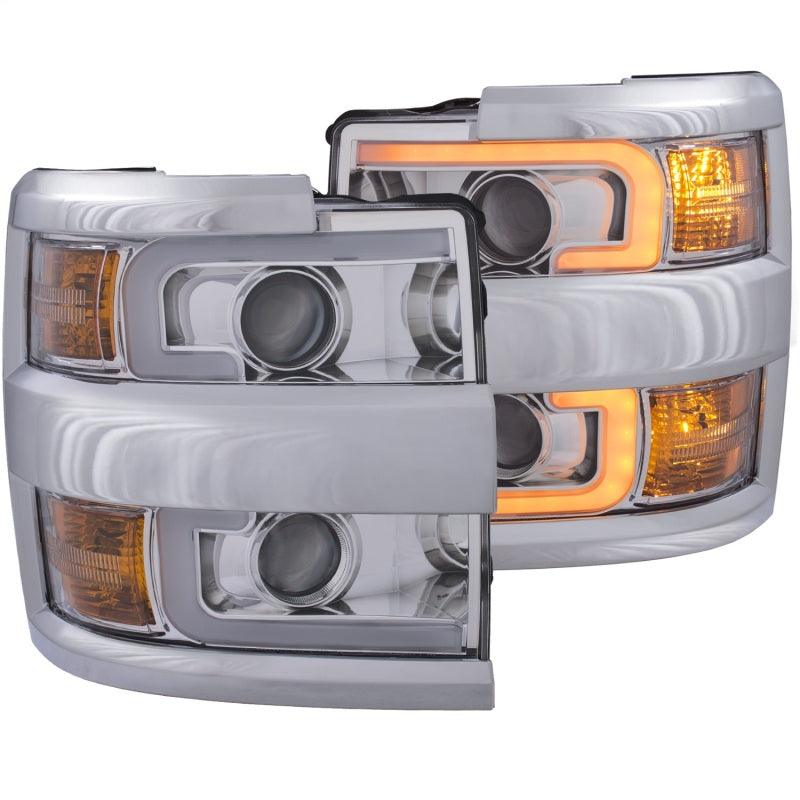 ANZO Projector Headlights 15-17 Chevrolet Silverado 2500HD / 3500HD Chrome w/ Chrome Rim - BOLT Motorsports