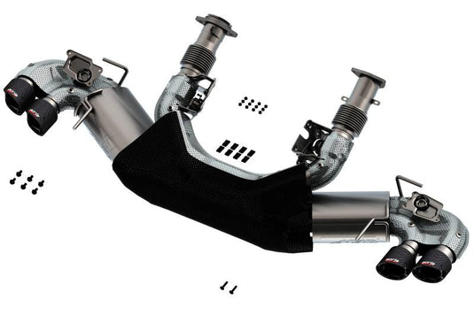 Borla Borla 2020 Chevrolet Corvette C8 6.2L ATAK 3in Exhaust System Dual Round Angle Cut Carbon Fiber Tips - BoltMotorsports