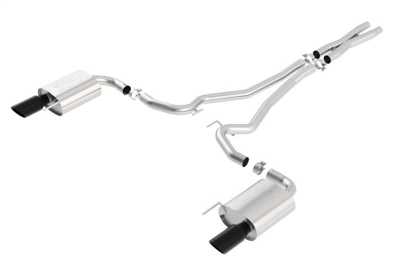 Borla Borla Atak S Cat-Back 15-17 Ford Mustang GT 5.0L V8 MT/AT 2.5in pipe 4in tip (Black Chrome) - BoltMotorsports