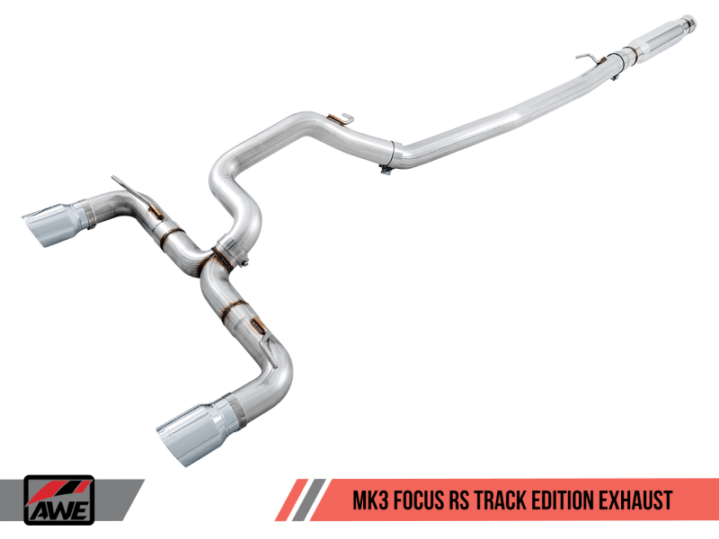 AWE Tuning Ford Focus RS Track Edition Cat-back Exhaust - Chrome Silver Tips - BOLT Motorsports