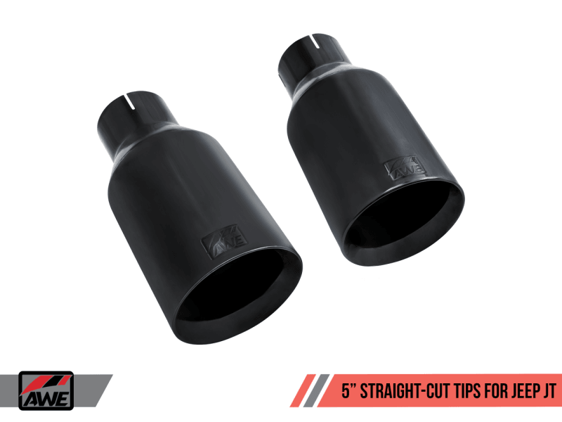 AWE Tuning 20-21 Jeep Gladiator JT 3.6L Tread Edition Cat-Back Dual Exhaust - Diamond Black Tip - BOLT Motorsports