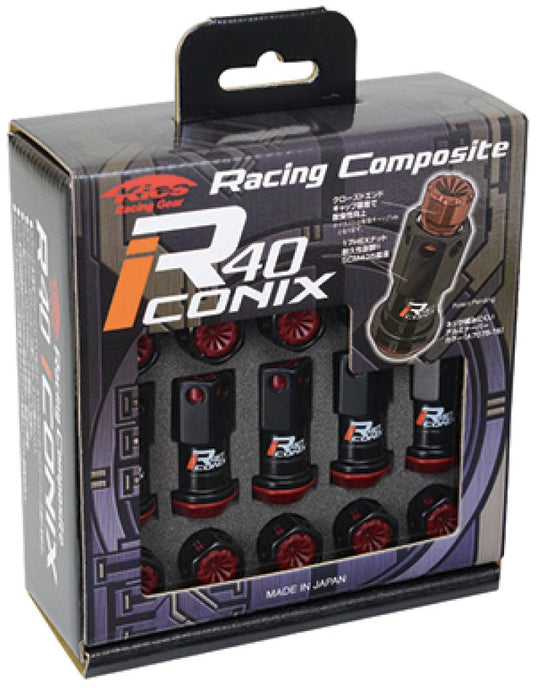 Project Kics Project Kics 16+4 Locks Black R40 Iconix W/ Plastic Cap (Black) - 12X1.50 - BoltMotorsports