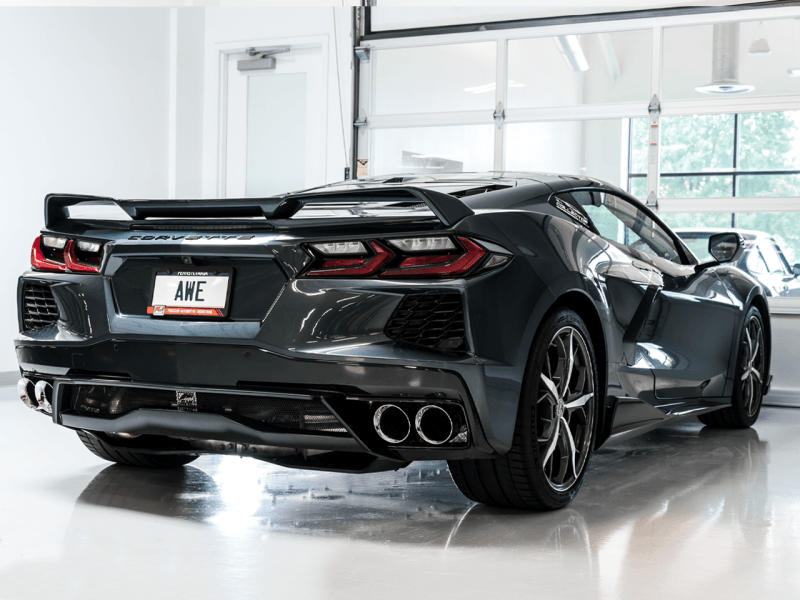 AWE Tuning 2020 Chevrolet Corvette (C8) Track Edition Exhaust - Quad Chrome Silver Tips - BOLT Motorsports