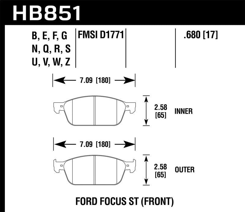 Hawk 15-16 Ford Focus ST HP+ Street Front Brake Pads - BOLT Motorsports