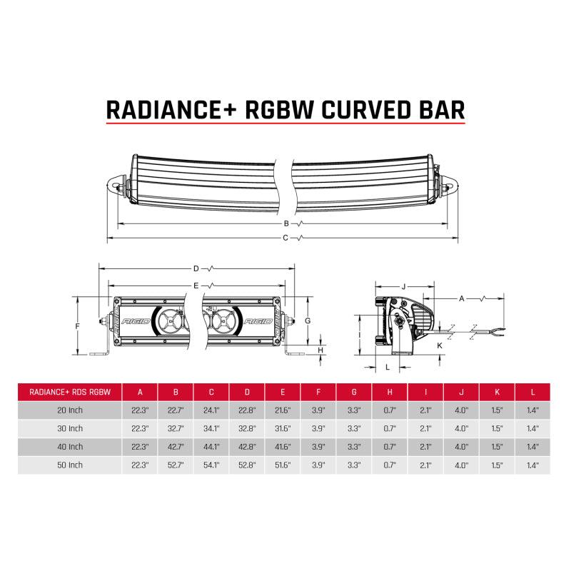 Rigid Industries Rigid Industries Radiance+ Curved 20in. RGBW Light Bar - BoltMotorsports