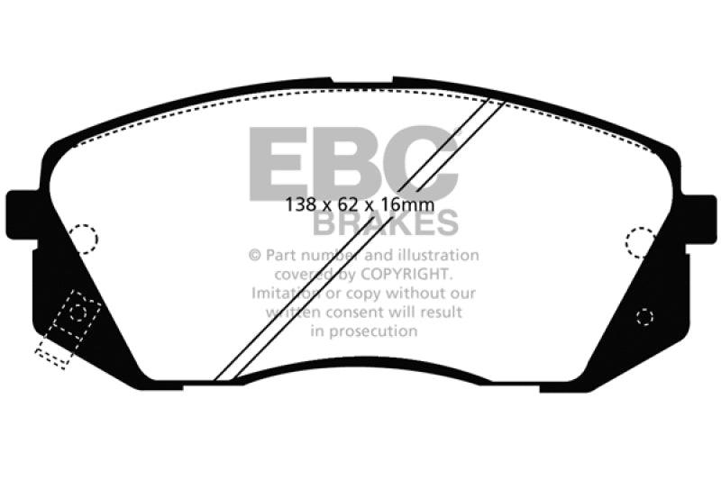 EBC 15+ Hyundai Sonata 1.6 Turbo (Elec Park Brake) Redstuff Front Brake Pads - BOLT Motorsports