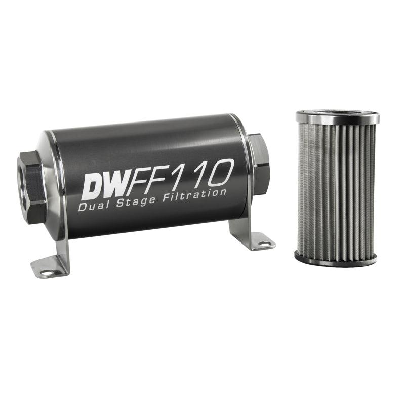 DeatschWerks Stainless Steel 10AN 10 Micron Universal Inline Fuel Filter Housing Kit (110mm) - BOLT Motorsports