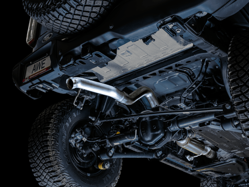 AWE Tuning 2021+ Ford Bronco 0FG Exhaust (No Tips) w/ Bash Guard - BOLT Motorsports