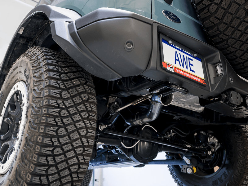 AWE Tuning 2021+ Ford Bronco 0FG Exhaust (No Tips) w/ Bash Guard - BOLT Motorsports