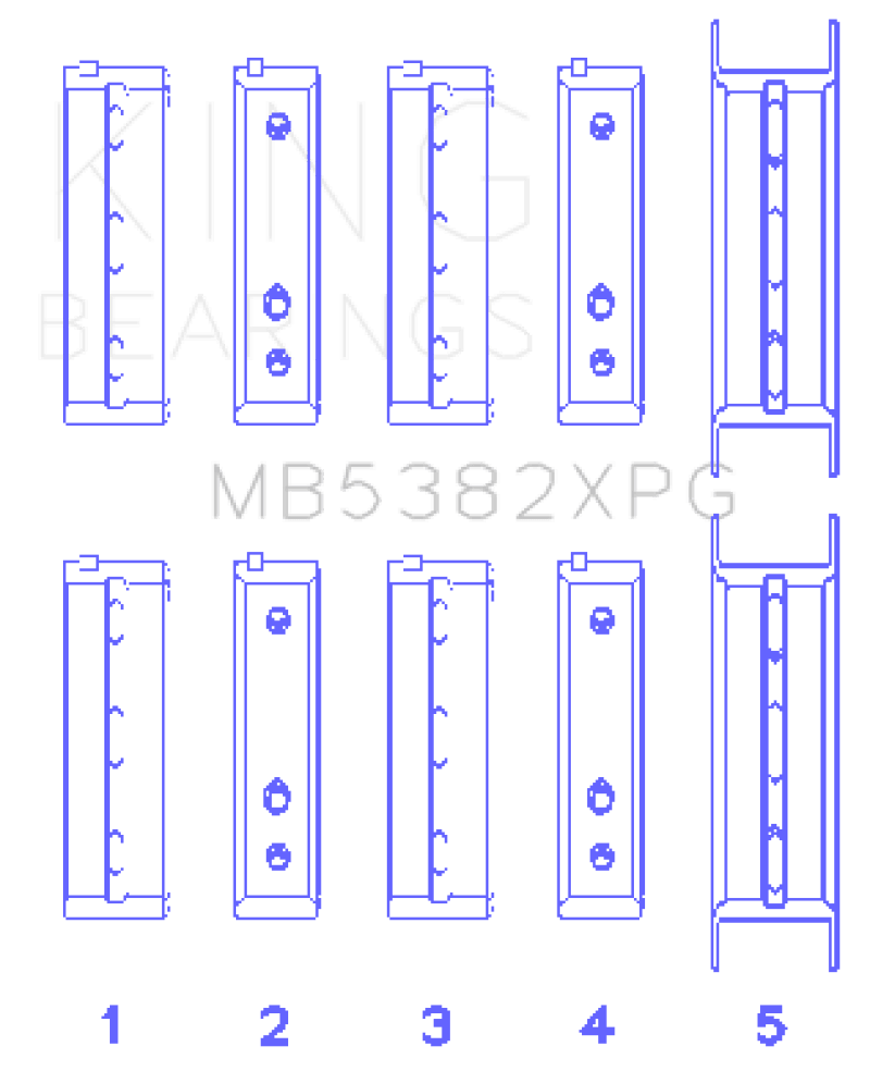 King Subaru EJ20/EJ22/EJ25 (For Thrust in #5 Position) .026 Oversized Tri-Metal Perf Main Bearing Se - BOLT Motorsports