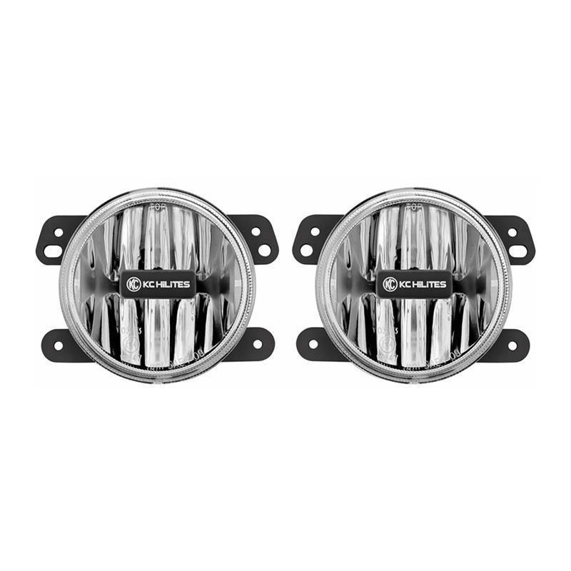 KC HiLiTES 10-18 Jeep JK 4in. Gravity G4 LED Light 10w SAE/ECE Clear Fog Beam (Pair Pack System) - BOLT Motorsports