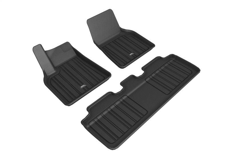 Load image into Gallery viewer, 3D MAXpider 3D MAXpider 2020-2021 Tesla Model Y Elitect 1st &amp; 2nd Row Floormats - Black - BoltMotorsports
