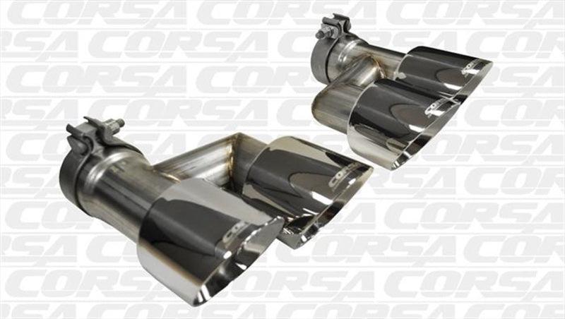 CORSA Performance - 15-16 Ford Mustang GT 5.0 Polish Quad Tips Kit on BOLTMotorsports