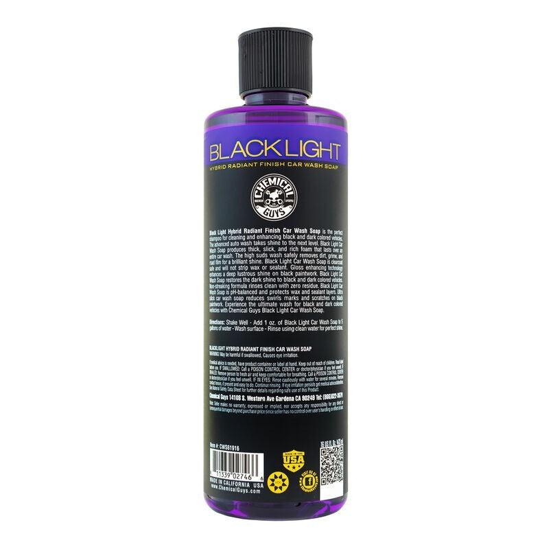 Chemical Guys Black Light Hybrid Radiant Finish Car Wash Soap - 16oz (Comes in Case of 6 Units) back side on BOLTMotorsports