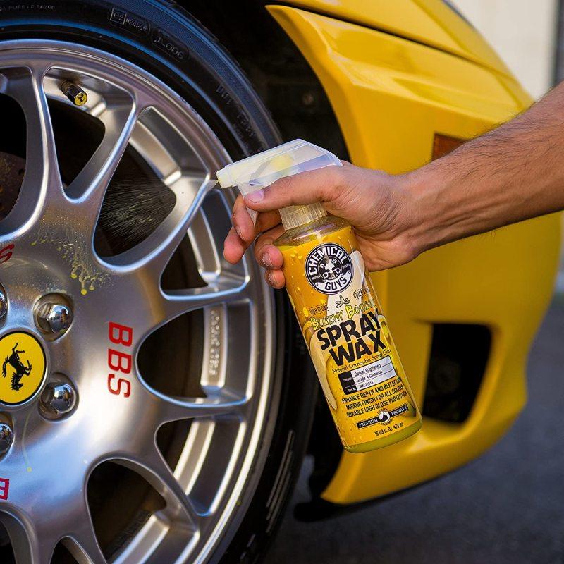 Chemical Guys Blazin Banana Carnauba Spray Wax - 16oz (Comes in Case of 6 Units) used on wheels on BOLTMotorsports