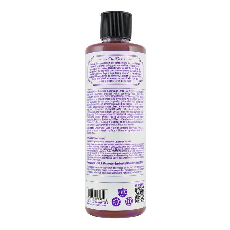 Chemical Guys Extreme Body Wash Soap + Wax - 16oz (Comes in Case of 6 Units) backside on BOLTMotorsports