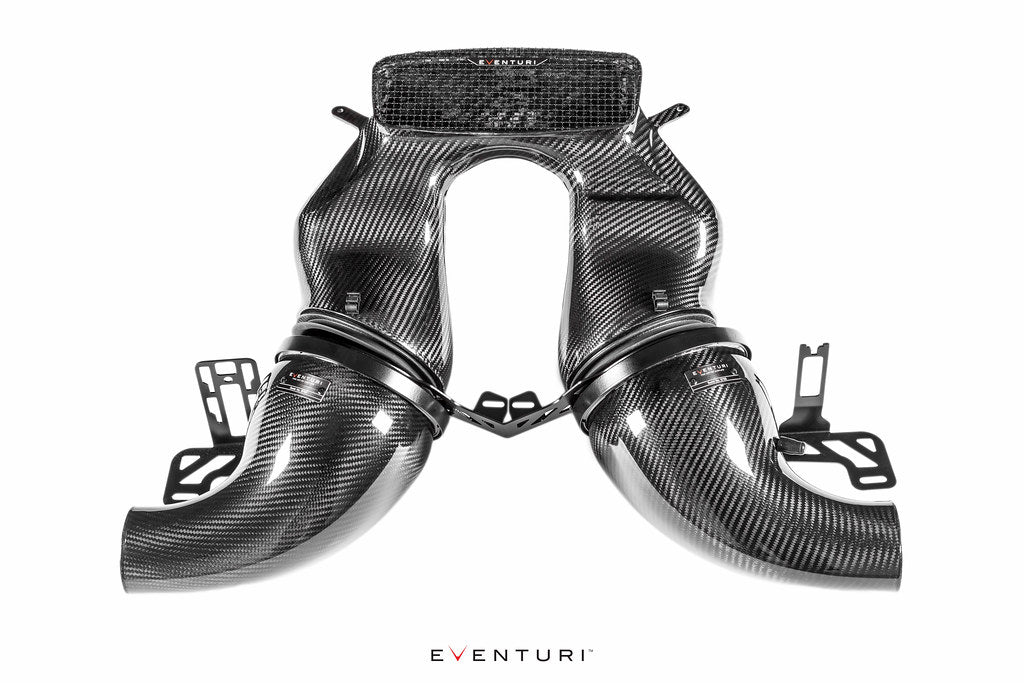 Eventuri - 991 / 991.2 Turbo Black Carbon Intake front view on Bolt Motorsports