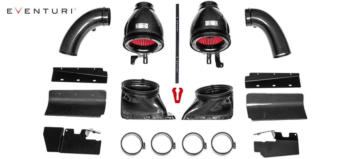 Eventuri - B8 RS4 RS5 Black Carbon Intake kit components on Bolt Motorsports