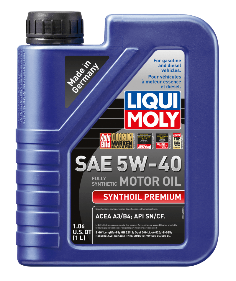 LIQUI MOLY 1L Synthoil Premium Motor Oil SAE 5W40 (Comes in Case of 6 Units) on BOLTMotorsports