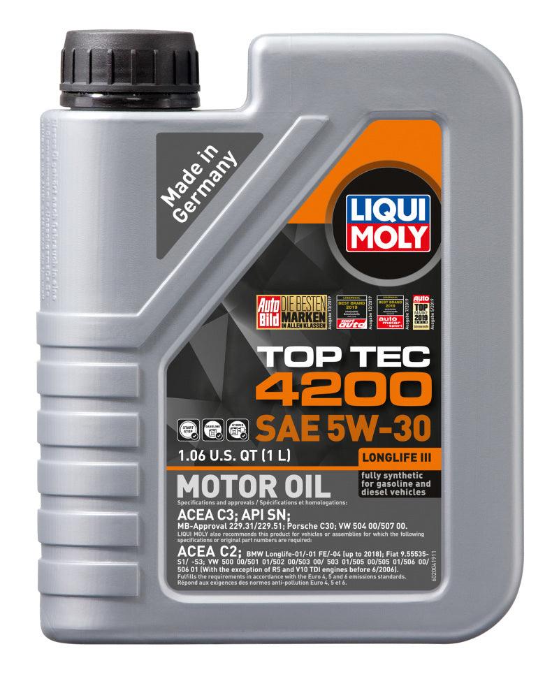 LIQUI MOLY 1L Top Tec 4200 New Generation Motor Oil SAE 5W30 (Comes in Case of 6 Units) on BOLTMotorsports
