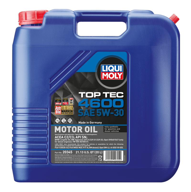 LIQUI MOLY 20L Top Tec 4600 Motor Oil SAE 5W30 on BOLTMotorsports