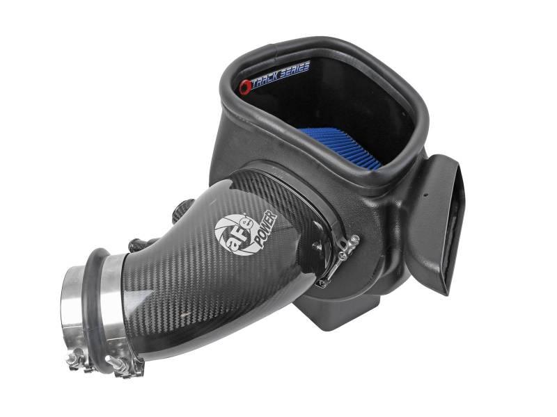 aFe - 12-21 Jeep Grand Cherokee 6.4L Track Series Carbon Fiber Cold Air Intake System w/Pro 5R Filter side view on Bolt Motorsports