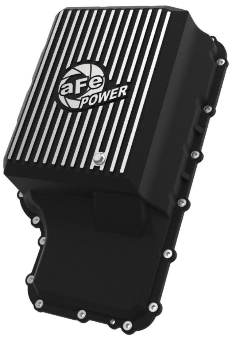 aFe 20-21 Ford Truck w/ 10R140 Transmission Pan Black POWER Street Series w/ Machined Fins on Bolt Motorsports