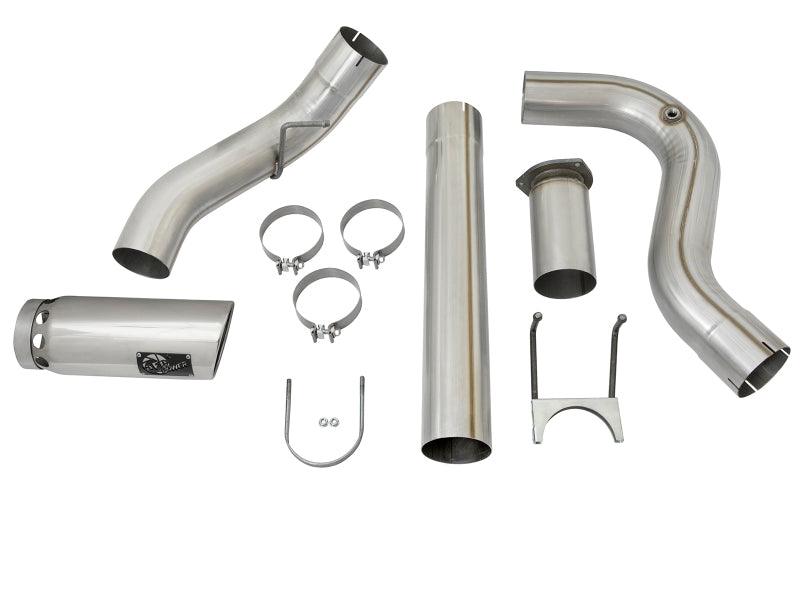 aFe ATLAS 5in DPF-Back Alum Steel Exhaust System w/Polished Tip 2017 Ford Diesel Trucks V8-6.7L (td) components on Bolt Motorsports