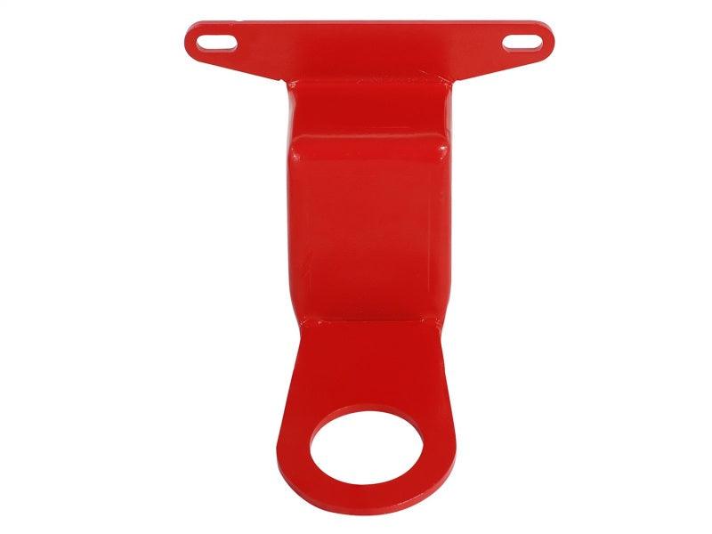 aFe Control Rear Tow Hook Red 05-13 Chevrolet Corvette (C6) front view on Bolt Motorsports