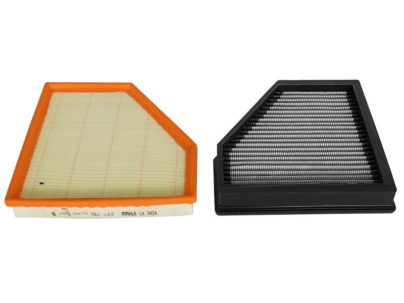 aFe MagnumFLOW Pro DRY S OE Replacement Filter 2016 BMW 340i (F30) L6-3.0L (t) (B58) vs oem on Bolt Motorsports