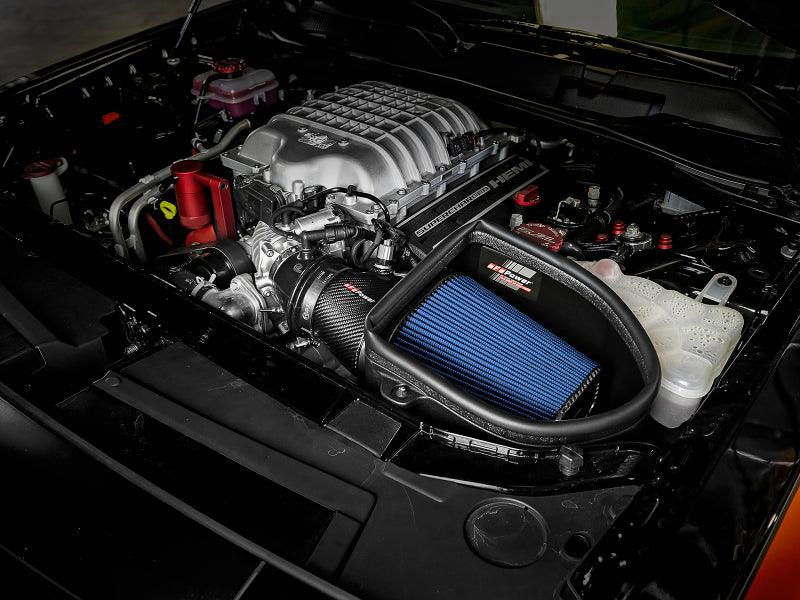 aFe - Magnum Force Stage-2 Track Series Carbon Fiber AIS w/ Pro 5R Media - 18 Dodge Challenger V8-6.2L inside engine bay on Bolt Motorsports