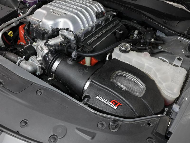 aFe Momentum GT Pro DRY S Air Intake System, 17-20 Dodge Challenger / Charger SRT Hellcat inside engine bay on Bolt Motorsports