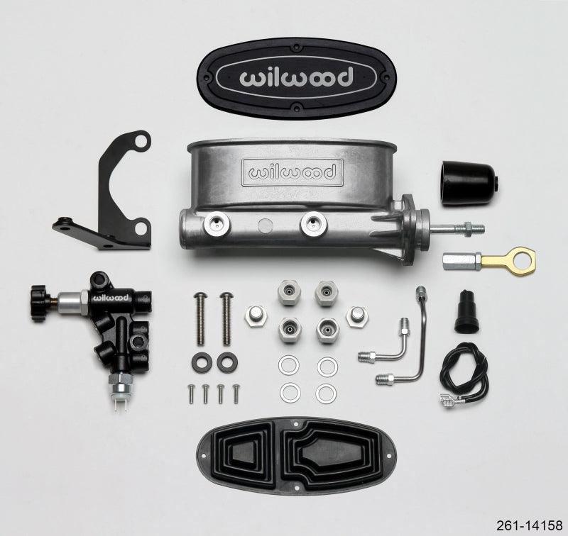 Wilwood HV Tandem M/C Kit w L/H Bracket & Prop Valve - 15/16in Bore-W/Pushrod - Early Mustang - BOLT Motorsports