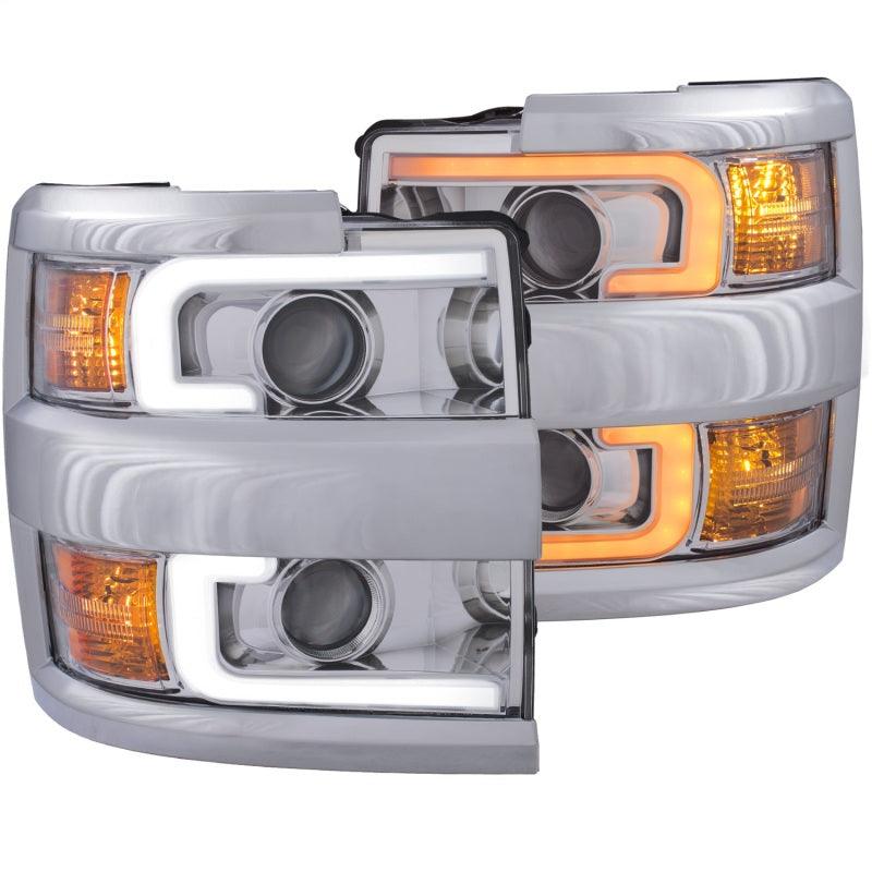 ANZO Projector Headlights 15-17 Chevrolet Silverado 2500HD / 3500HD Chrome w/ Chrome Rim - BOLT Motorsports