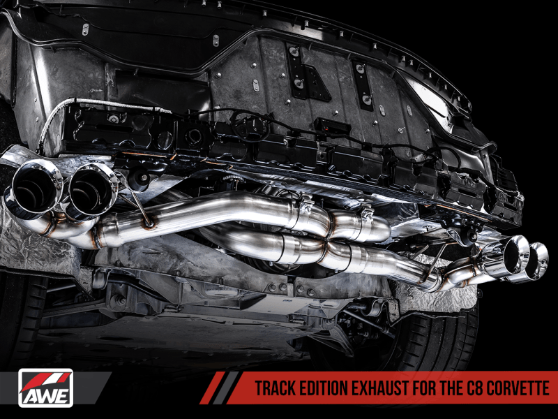 AWE Tuning 2020 Chevrolet Corvette (C8) Track Edition Exhaust - Quad Chrome Silver Tips - BOLT Motorsports